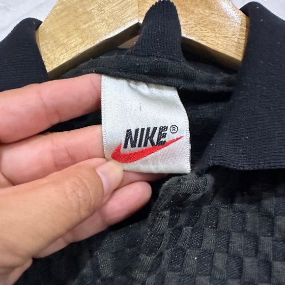 Vintage 90's Nike Black Polo Basketball Checkered Shirt Mens Size Large - Picture 7 of 9